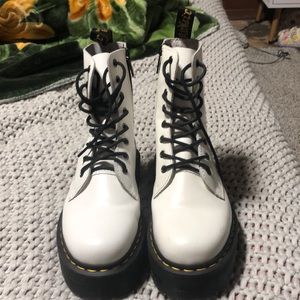 White platform zip up Dr. Marten Jadon boots